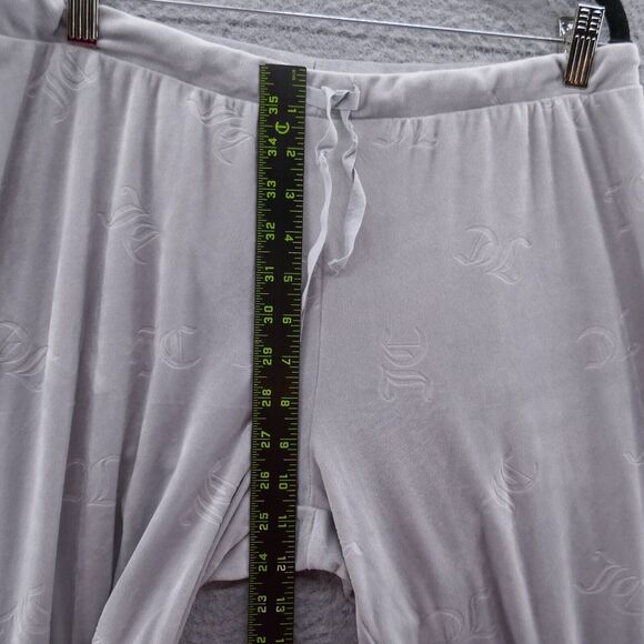 Juicy Couture‎ Womens Soft Velour Jogger Pants Large Gray All Over Logo Lounge - Picture 9 of 14